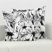 Large Scale Painterly floral in black and white