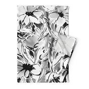 Large Scale Painterly floral in black and white