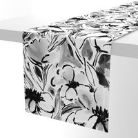 Large Scale Painterly floral in black and white