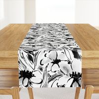 Large Scale Painterly floral in black and white