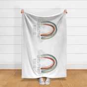 rotated 54" baby blanket: god knew my heart needed you + neutral rainbow no. 2