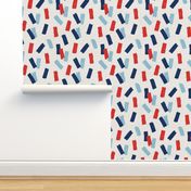 Navy red abstract minimal confetti strokes USA american national holiday 4th of july party