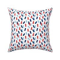 Navy red abstract minimal confetti strokes USA american national holiday 4th of july party