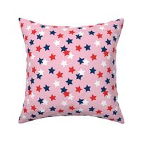 Navy red stars USA american national holiday 4th of july pink MEDIUM