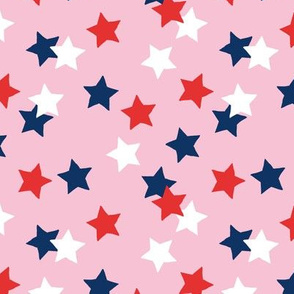 Navy red stars USA american national holiday 4th of july pink MEDIUM