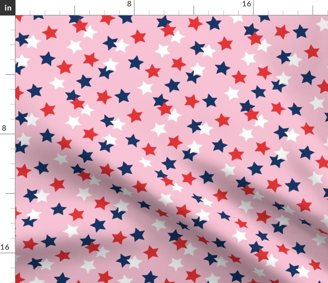 Navy red stars USA american national holiday 4th of july pink MEDIUM