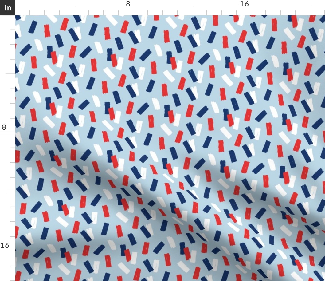 Navy red abstract minimal confetti strokes USA american national holiday 4th of july party blue
