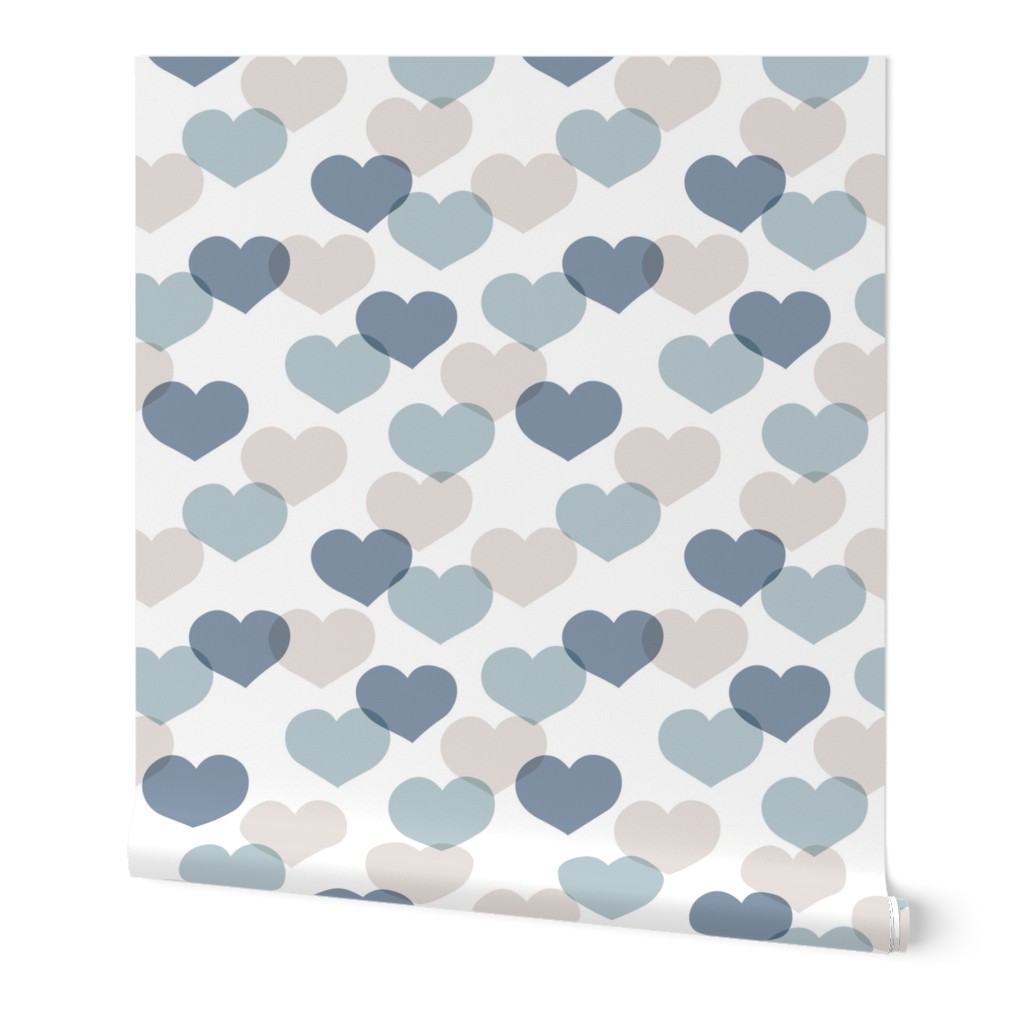 Sweet large valentine hearts in red and blue boys nursery