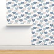 Sweet large valentine hearts in red and blue boys nursery