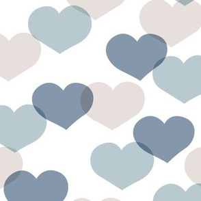 Sweet large valentine hearts in red and blue boys nursery