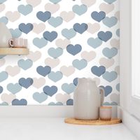 Sweet small valentine hearts in red and blue boys nursery