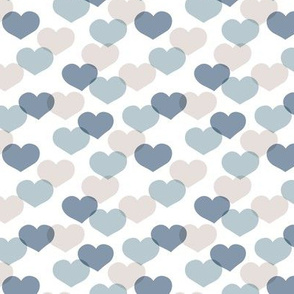 Sweet small valentine hearts in red and blue boys nursery