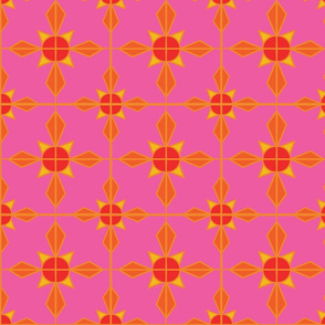 Star Tile Coordinate-Pink, Orange & Yellow