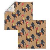 Rooster on Tan - large scale