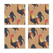 Rooster on Tan - large scale