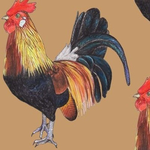 Rooster on Tan - large scale