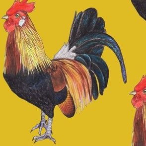 Rooster on Mustard Yellow - large scale