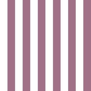 Mauve and White Half Inch Vertical Stripes