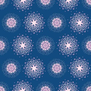 pink mandalas on navy blue by rysunki_malunki