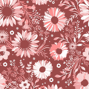 Painterly Sunflowers Pink Jumbo