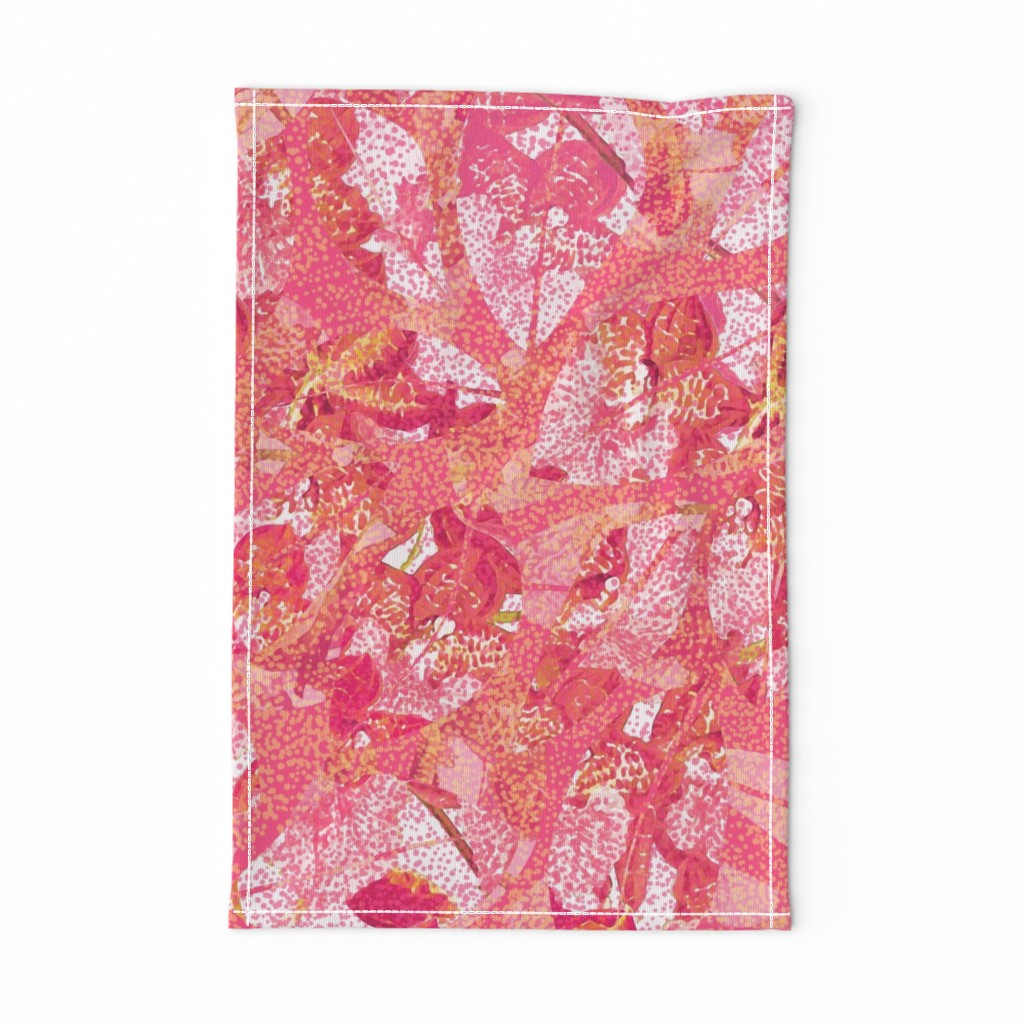 Tropical Abstract Leaves Orchids Pink 150