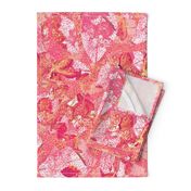 Tropical Abstract Leaves Orchids Pink 150