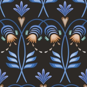 art nouveau 3 dark  blue - medium size