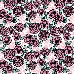 SMALL - roses // vintage rose floral fabric cute roses fabric pink rose fabric best vintage florals rose fabric