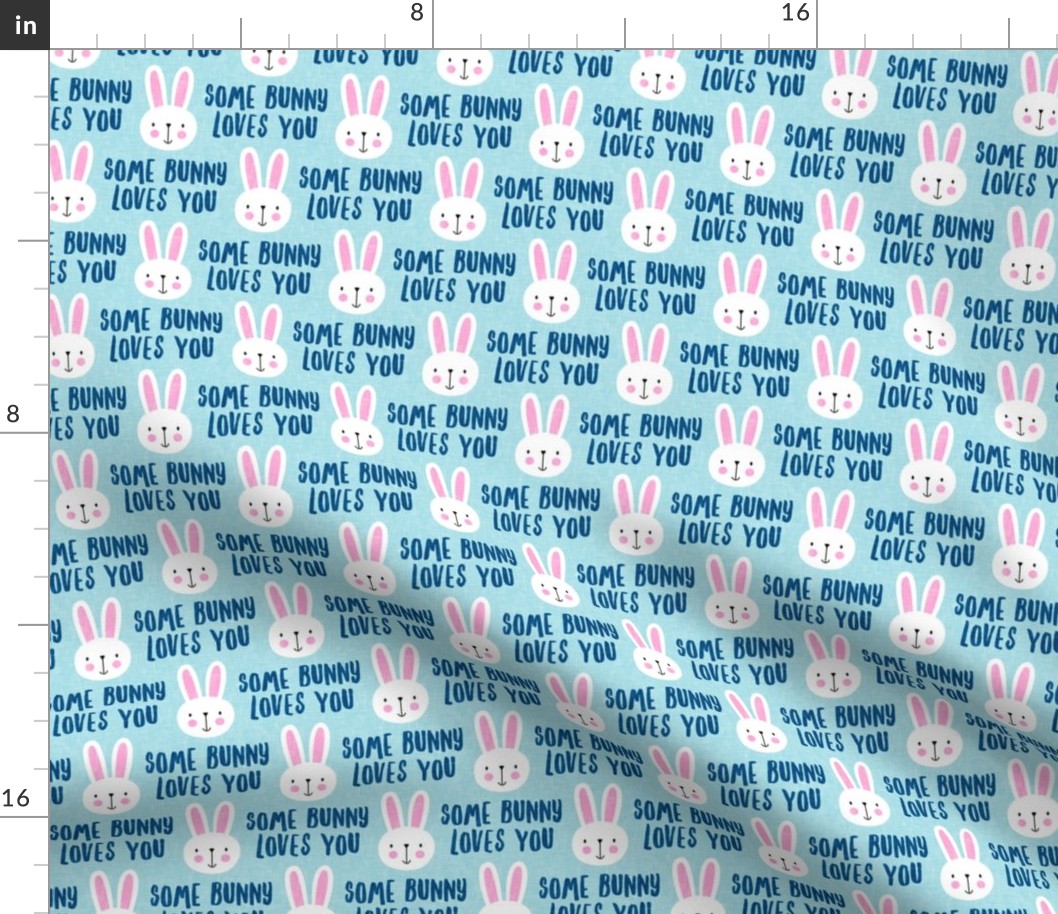 some bunny loves you - cute bunnies on light blue - LAD20