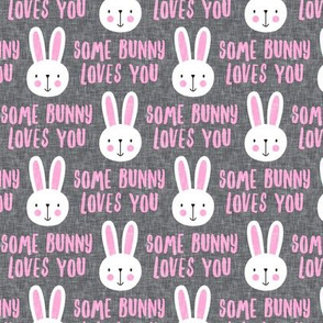 some bunny loves you - cute bunnies on grey - LAD20