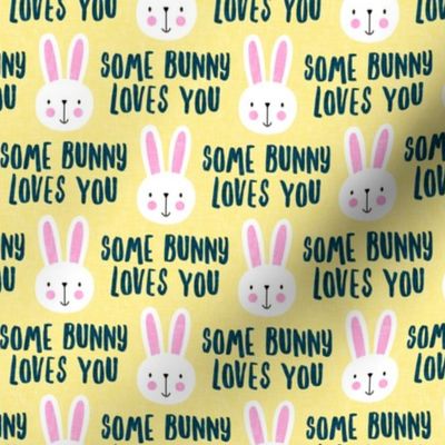 some bunny loves you - cute bunnies on yellow - LAD20