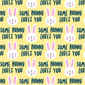 some bunny loves you - cute bunnies on yellow - LAD20