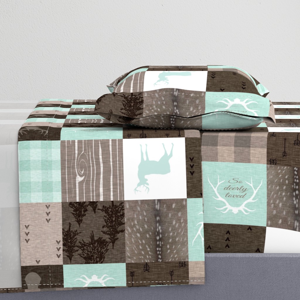 So deerly loved patchwork - mint/brown - rotated