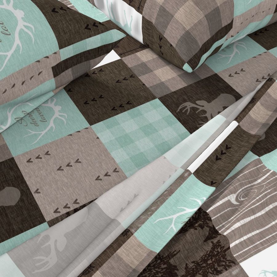 So deerly loved patchwork - mint/brown - rotated