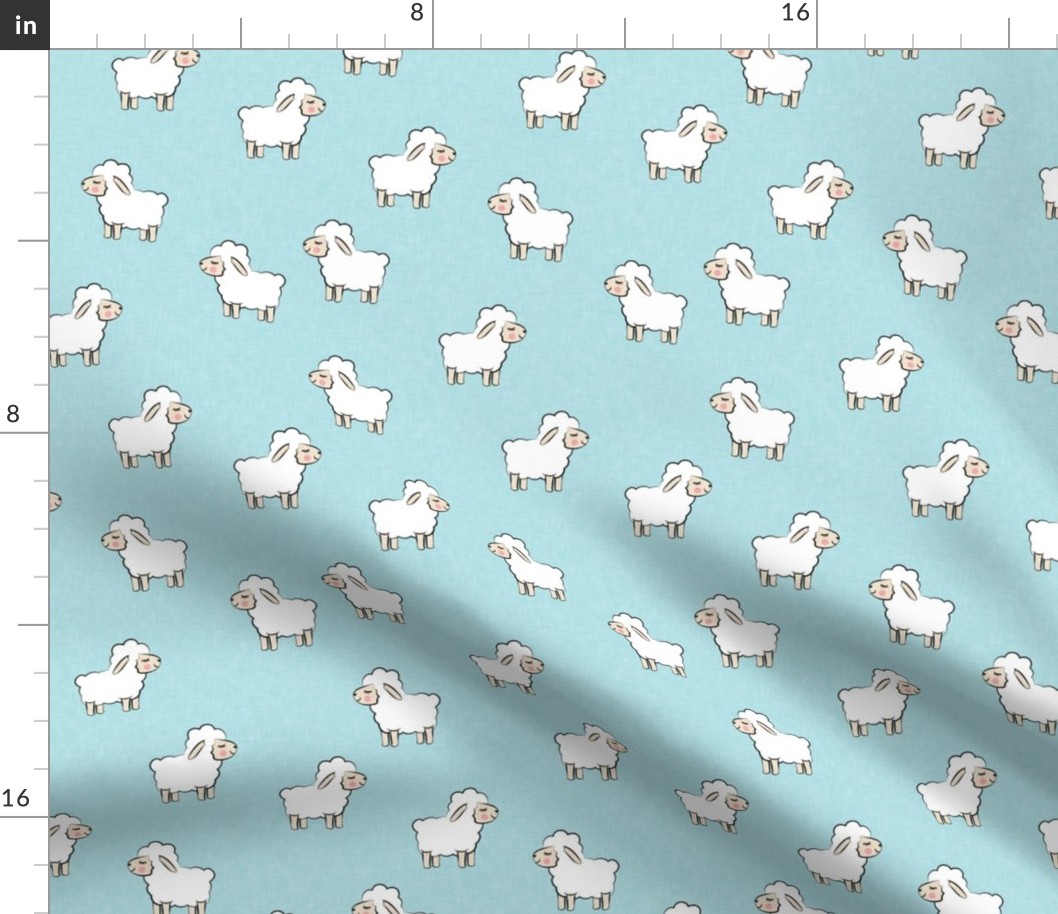 Lambs - cute lambs - sheep - pale blue - spring easter - C20BS