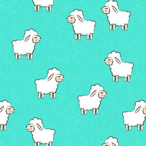 Lambs - cute lambs - sheep - teal - spring easter - C20BS
