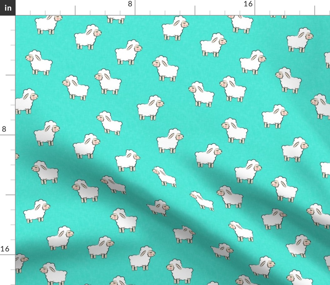 Lambs - cute lambs - sheep - teal - spring easter - C20BS