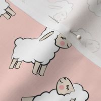 Lambs - cute lambs - sheep - pale pink toss - spring easter - C20BS