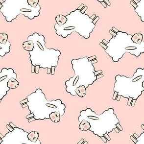 Lambs - cute lambs - sheep - pale pink toss - spring easter - C20BS