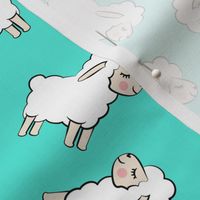 Lambs - cute lambs - sheep - teal toss - spring easter - C20BS