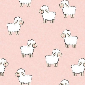 Lambs - cute lambs - sheep - pale pink - spring easter - C20BS