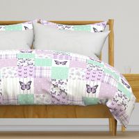 Purple butterfly cheater quilt - purple butterfly, nursery, baby girl, purple monarch, monarch butterflies