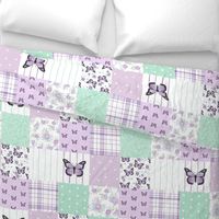 Purple butterfly cheater quilt - purple butterfly, nursery, baby girl, purple monarch, monarch butterflies