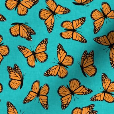 (small scale) Monarch butterflies - teal - LAD20