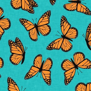 Monarch butterflies - teal  - LAD20