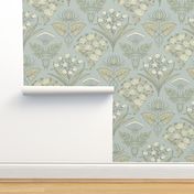 Nouveau VIctorian Floral Combination in light Blue