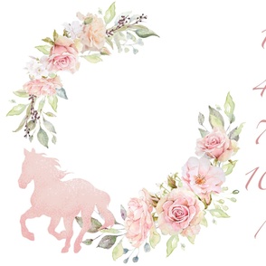 Horse Floral Wreath - Pink - Milestone Blanket - Monthly  Baby Photo Prop