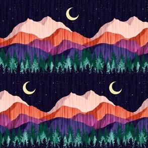 Moonlit Mountainscape - 9" stripe Medium Scale