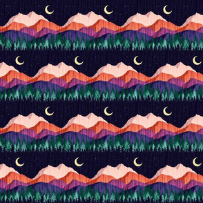 Moonlit Mountainscape - 4.5" stripe Small Scale