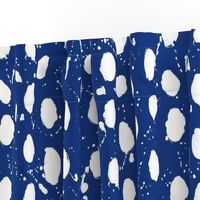 Painterly Splatter Dots-white on classic blue